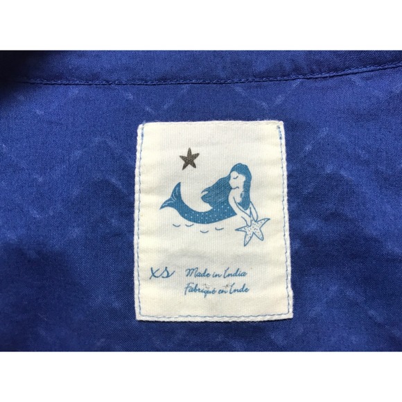 Anthropologie MERMAID Printed Tunic size XS Cover Up Notch Neck Tassels - Picture 10 of 16